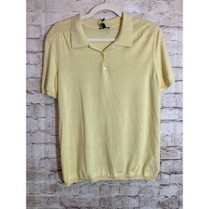 Talbots Yellow SILK Short Sleeve Polo Tunic